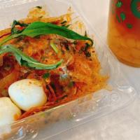 Rice Paper Salad (Banh Trang Tron) · Rice Paper with sour mango, quail eggs, and shrimp salts