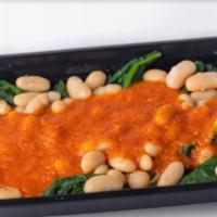 Beans N' Greens · Italian cannolini beans and wilted spinach, drenched in UB marinara sauce and melted mozzare...