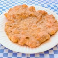 Elephant Ear · fried flaky dough sprits w/ butter then dusted w/ cinnamon and sugar on both sides.