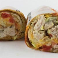 Chicken Ranch Wrap · Grilled chicken, shredded lettuce, diced tomato, chopped bacon, blend of cheese and pepperco...