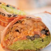 Southwestern Wrap · Grilled chicken and chipotle ranch dressing with black beans, charred corn, lettuce, diced t...