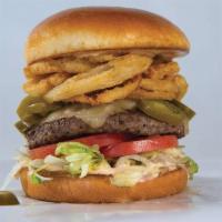 Nice Spice Burger · Hand-patty spiced with jalapeños, chipotle ranch, pepper jack cheese, and tumbleweed onions....