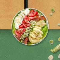 Cobb Salad · Romaine lettuce, chicken, bacon, blue and cheddar cheese, tomato, egg, avocado, red onion, a...
