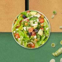 Mediterranean Salad · Lettuce, tomatoes, cucumbers, peppers, and greek olives topped with feta cheese tossed with ...
