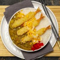 Shrimp Tempura Cheese Curry · Made with shrimp tempura, potatoes, carrots, onions and topped with a blend of cheddar, goud...