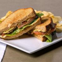 Blat · Bacon, romaine lettuce, sliced avocado, and sliced tomato with spicy mayo on. toasted wheat ...