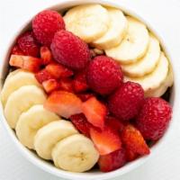 Peanut Butter Raspberry Bowl · Blend: Acai, strawberry, banana, blueberry, raspberry, peanut butter, and chocolate almond m...