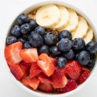 Original Bowl · Blend: Acai, strawberry, banana, blueberry, and apple juice 
Topping: Granola, Strawberry, B...