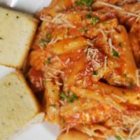 Blush Penne · Penne pasta tossed in our creamy tomato sauce. Add sausage for an additional charge.