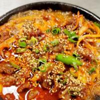 Spicy Pork Stew With Clear Noodles · Spicy pork stew with sweet potato starch noodles, carrot, onion, green onion, garlic powder,...