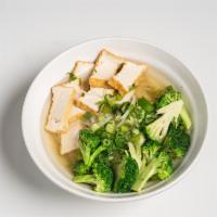 Phở Tàu Hũ Bông Cài · Tofu & broccoli pho.