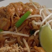 Pad Thai · Most well-known thin rice noodles stir-fried with traditional pad Thai sauce and served with...