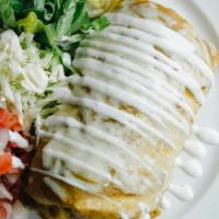 Chicken Burrito (Online) · Shredded chicken, refried beans, red rice, and cheese wrapped in a large flour tortilla. Top...