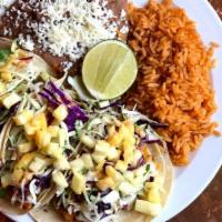 Avocado Tacos (Online) · Fresh or crispy (deep fried) avocado slices, corn tortillas, pineapple, cabbage, cucumber, c...