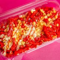 Tostiesquite · Corn with chip choice (Tostitos, Hot Cheetos, Takis). Mayo or sour cream, lime, cotija chees...