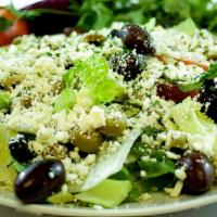 Greek Salad · Lettuce, tomato, cucumber, green pepper, onion, black olives, green olives, kalamata olives,...