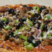 Supreme Pizza · Pepperoni, sausage, mushrooms, green peppers, red onions and black olives.