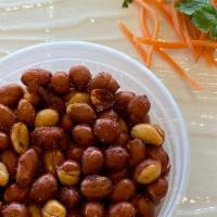 Spicy Peanuts I 麻辣花生 · Fried peanuts with salt and chili.🥜🥬🌶