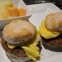 Distill Breakfast Sandwich · Choice of ham, bacon, or sausage patty, 2 eggs any style, Choice of Cheese, on toast, Englis...