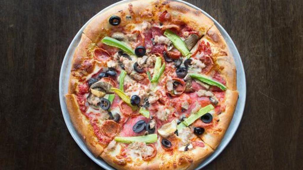 House Special · Pub favorite. The shop favorite since 1974. A combination of pepperoni, salami, mushroom, black olive, bell pepper, and homemade Italian sausage.