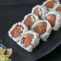 Spicy Tuna Roll · Spicy tuna and cucumber rolled with sushi rice.