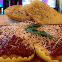 4 Cheese Ravioli · Pasta is available with your choice of alfredo, marinara or pesto. All sauces are made in ho...