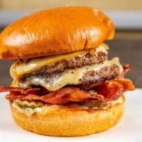 Socal Bacon Double · fresh angus beef double patty | applewood smoked bacon | smoked gouda cheese | caramelized o...