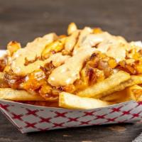 Cali Style Fries · cheddar | caramelized onions | signature house-made Cali sauce