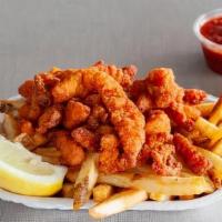 Clams And Fries · Deep Fried Clam Strips served with hand cut fresh French fries, served with One Tartar Sauce