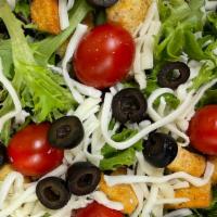 House Salad · Croutons, olives,cherry tomatoes, mozzarella cheese, ranch on the side.