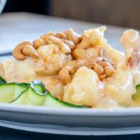 Crunchy Cashew Shrimp & Scallops · Lightly breaded shrimp and scallops cooked until golden brown with sweet lemon cream sauce a...