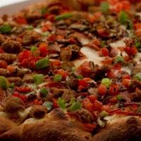 Pizza Italiano · White Sauce, Three-Cheese Blend, Pepperoni, Mushrooms, Diced Tomatoes, Sausage, Italian Seas...