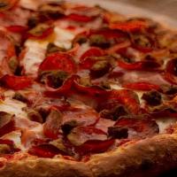 Stromboli · Our all meat pizza—Red Sauce, Three-Cheese Blend, Smoked Ham, Pepperoni, Sausage, Seasoned B...