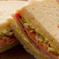 Smoked Ham & Cheddar · Served on your choice of bread with our Mayonnaise/Mustard Sauce, Smoked Ham, Lettuce, Tomat...