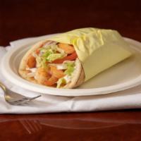 Shrimp Gyro Platter · With french fries or rice pilaf, side salad and drink.