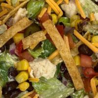Southwest Salad · Made with our  Chop Chop Mix of Greens, Chipotle LIme Chicken or Tofu, tomato, roasted corn,...