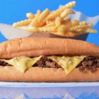 Classic Philly Cheesesteak  · Classic 8” Philly cheesesteak loaded with grilled steak and melted cheese on a toasted hoagi...