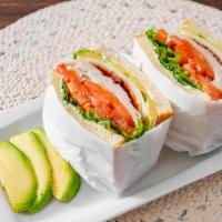 California Sandwich · Lettuce, tomato, mayo, Provolone, 2 pc bacon, avocado, turkey