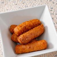 Mozzarella Sticks (6Pc) · Freshly long cut mozzarella sticks marinated in our special coating served with fresh made m...