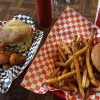 Mushroom Burger W/ Fries · With lettuce, pickle, tomato, mayo & Swiss cheese.