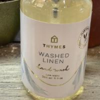 Thymes Washed Linen Hand Wash · Like crisp laundry hanging in a sunny garden.
Thymes hand wash is deeply cleansing without d...