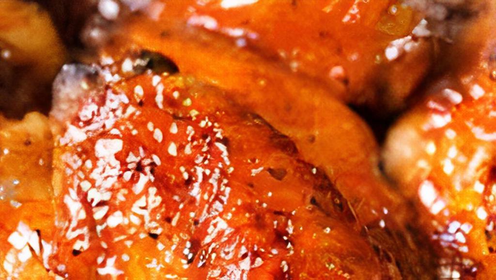 Wings · Celery and blue cheese or ranch dressing. Served with choice of sauce. Gluten-free.