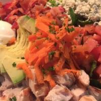 Classic Cobb Salad · Romaine, grilled chicken, bacon, avocado, egg, tomato, gorgonzola and ranch dressing. Gluten...