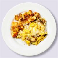 Mushroom Madness Omelette · onions, mozzarella cheese, and mushrooms