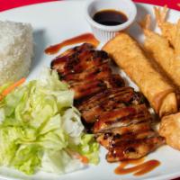 House Special Combo · Another fancy meal that comes with rice, salad, chicken teriyaki, 1 egg roll, 3 gyoza, and 3...