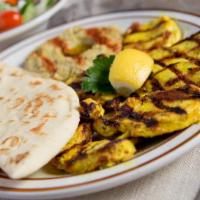 Chicken Kabob Plate · Grilled chicken breast marinated with lemon.