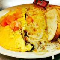 Your Favorite Omelet · With onions, green peppers & your choice of one cheese. Add extra veggies, cheese and meat t...
