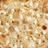 White Cheese Pizza · Olive oil, garlic, mozzarella, ricotta, parmesan cheese & herbs.
