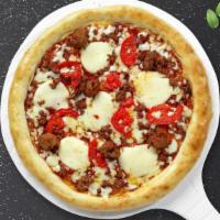 Suasage Savage Pepperoni Pizza · Authentic Neapolitan-style pizza topped with San Marzano tomato sauce, a blend of italian ch...