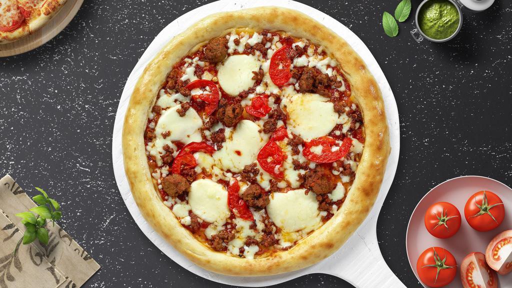 Suasage Savage Pepperoni Pizza · Authentic Neapolitan-style pizza topped with San Marzano tomato sauce, a blend of italian cheeses, and pepperoni and sausage.